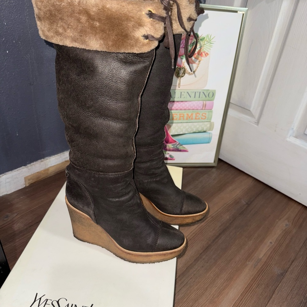 Saint Laurent Women's Brown Leather Boots - Picture 5 of 11